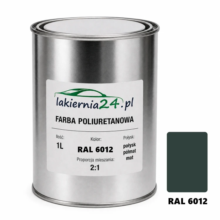 Mipa PU 240 farba poliuretanowa 2K 1L RAL 6012 – puszka i próbnik koloru