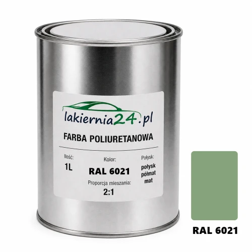 Mipa PU 240 farba poliuretanowa 2K 1L RAL 6021 – puszka i próbnik koloru