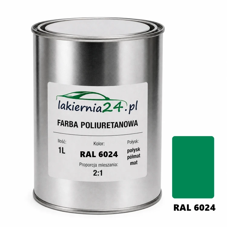 Mipa PU 240 farba poliuretanowa 2K 1L RAL 6024 – puszka i próbnik koloru