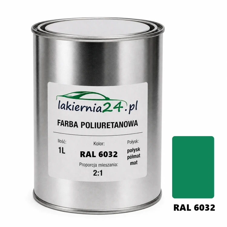 Mipa PU 240 farba poliuretanowa 2K 1L RAL 6032 – puszka i próbnik koloru