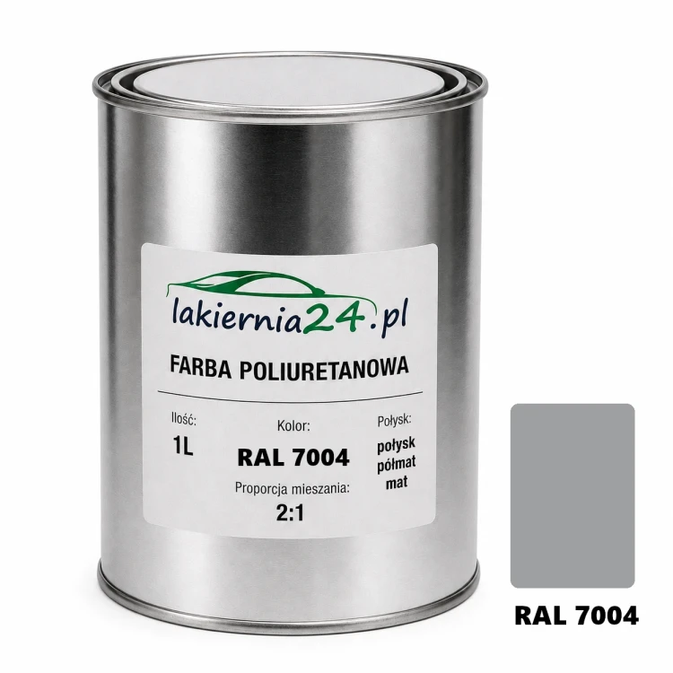 Mipa PU 240 farba poliuretanowa 2K 1L RAL 7004 – puszka i próbnik koloru