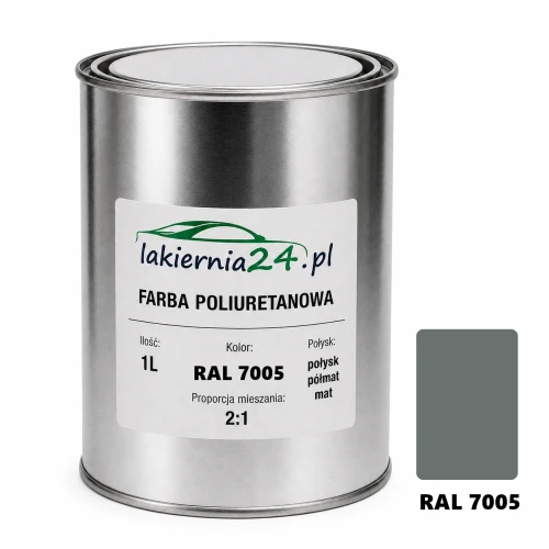 Mipa PU 240 farba poliuretanowa 2K 1L RAL 7005 – puszka i próbnik koloru