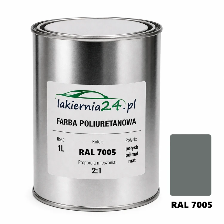 Mipa PU 240 farba poliuretanowa 2K 1L RAL 7005 – puszka i próbnik koloru