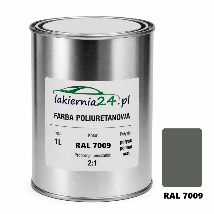 Mipa PU 240 farba poliuretanowa 2K 1L RAL 7009 – puszka i próbnik koloru