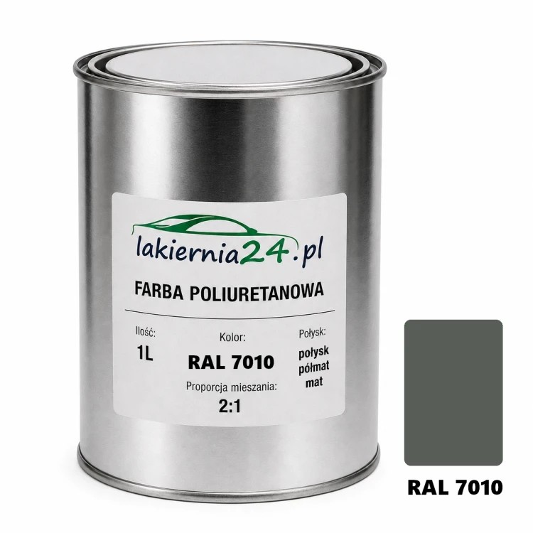 Mipa PU 240 farba poliuretanowa 2K 1L RAL 7010 – puszka i próbnik koloru