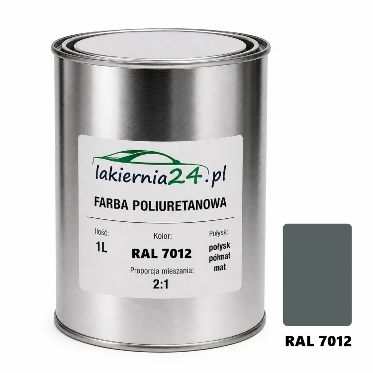 Mipa PU 240 farba poliuretanowa 2K 1L RAL 7012 – puszka i próbnik koloru