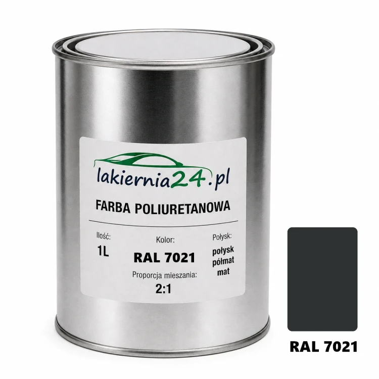 Mipa PU 240 farba poliuretanowa 2K 1L RAL 7021 – puszka i próbnik koloru