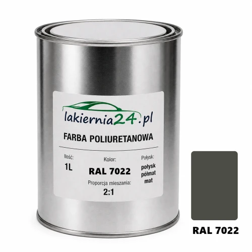 Mipa PU 240 farba poliuretanowa 2K 1L RAL 7022 – puszka i próbnik koloru