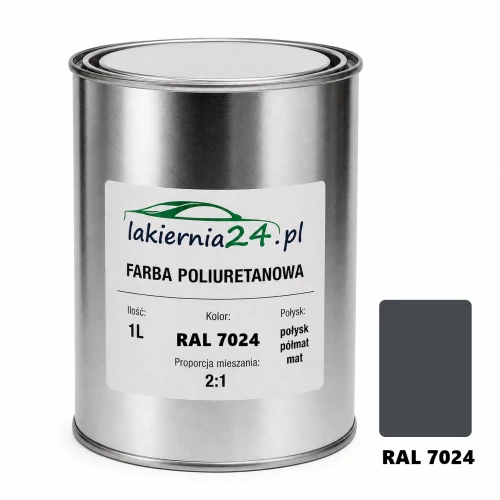 Mipa PU 240 farba poliuretanowa 2K 1L RAL 7024 – puszka i próbnik koloru