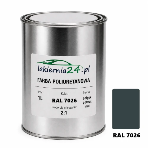 Mipa PU 240 farba poliuretanowa 2K 1L RAL 7026 – puszka i próbnik koloru