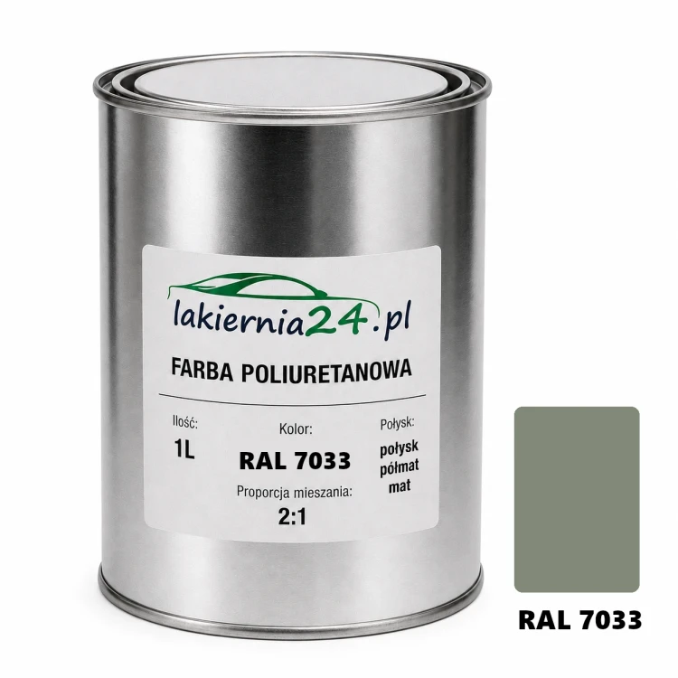 Mipa PU 240 farba poliuretanowa 2K 1L RAL 7033 – puszka i próbnik koloru
