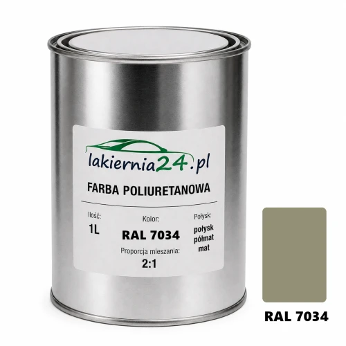 Mipa PU 240 farba poliuretanowa 2K 1L RAL 7034 – puszka i próbnik koloru