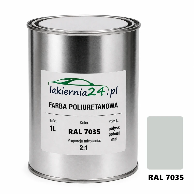 Mipa PU 240 farba poliuretanowa 2K 1L RAL 7035 – puszka i próbnik koloru