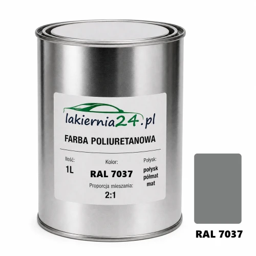 Mipa PU 240 farba poliuretanowa 2K 1L RAL 7037 – puszka i próbnik koloru
