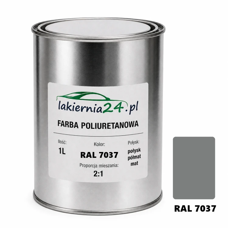 Mipa PU 240 farba poliuretanowa 2K 1L RAL 7037 – puszka i próbnik koloru