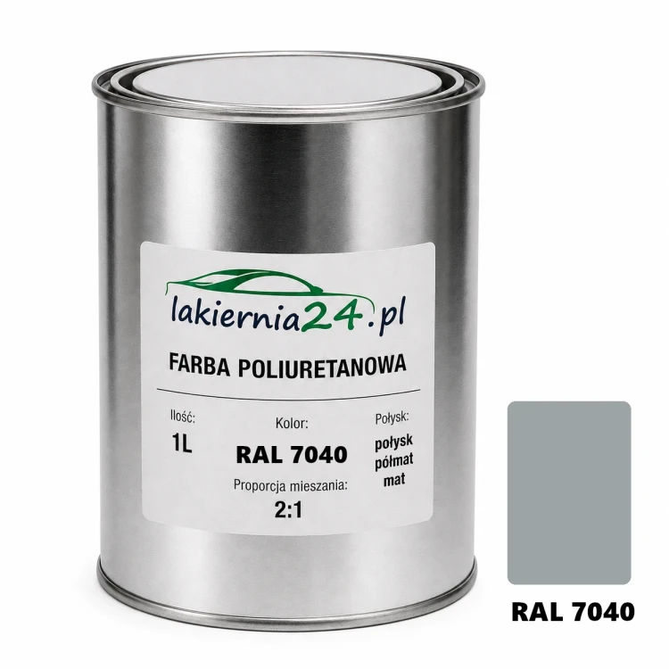 Mipa PU 240 farba poliuretanowa 2K 1L RAL 7040 – puszka i próbnik koloru
