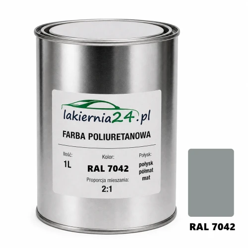 Mipa PU 240 farba poliuretanowa 2K 1L RAL 7042 – puszka i próbnik koloru