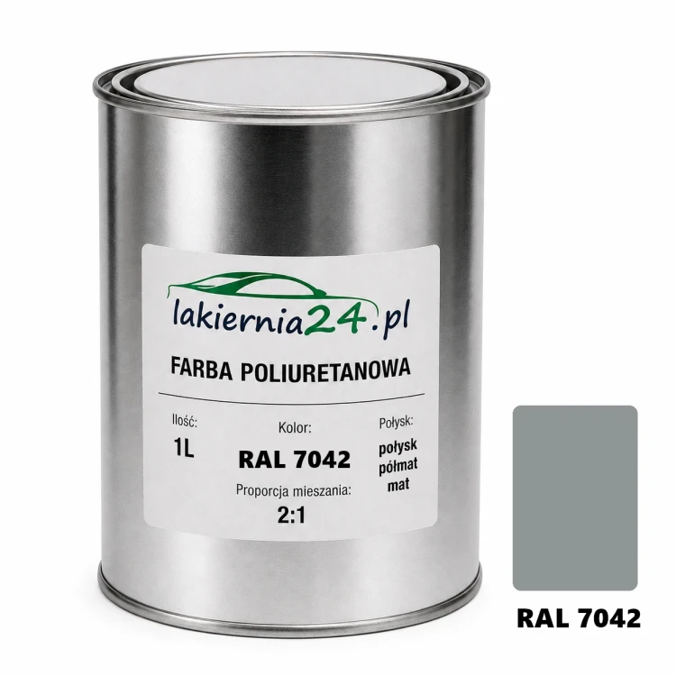 Mipa PU 240 farba poliuretanowa 2K 1L RAL 7042 – puszka i próbnik koloru