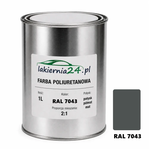 Mipa PU 240 farba poliuretanowa 2K 1L RAL 7043 – puszka i próbnik koloru