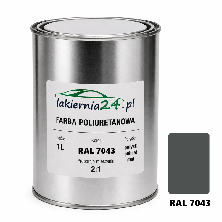Mipa PU 240 farba poliuretanowa 2K 1L RAL 7043 – puszka i próbnik koloru
