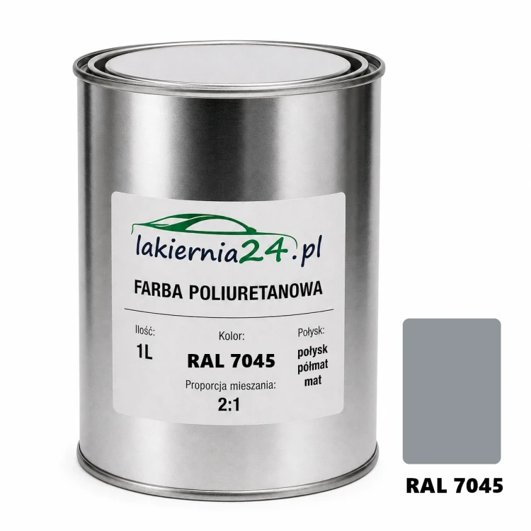 Mipa PU 240 farba poliuretanowa 2K 1L RAL 7045 – puszka i próbnik koloru