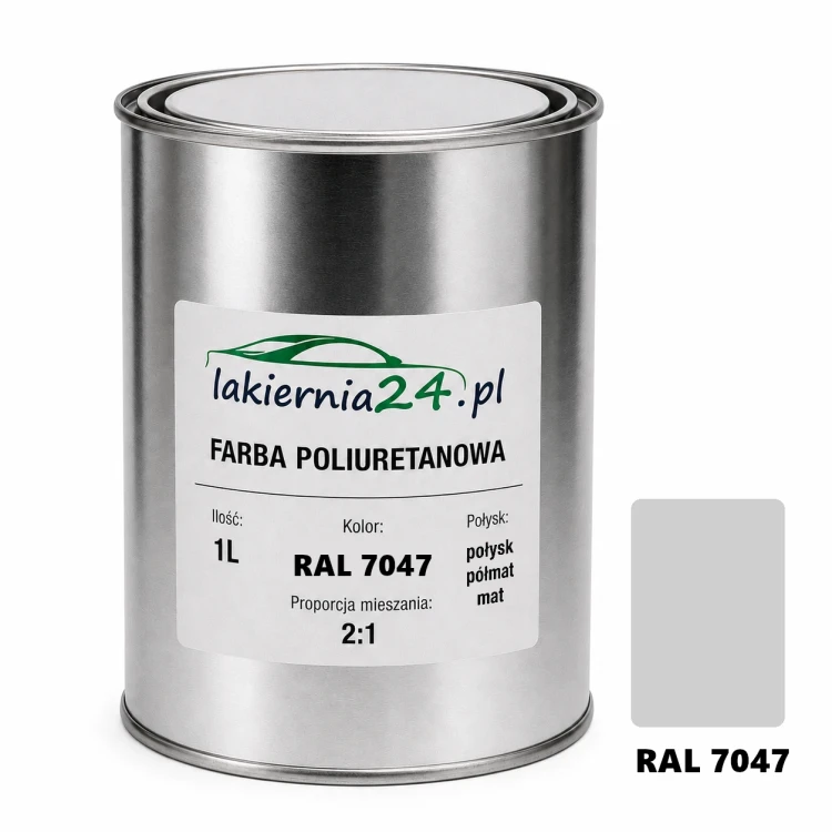 Mipa PU 240 farba poliuretanowa 2K 1L RAL 7047 – puszka i próbnik koloru