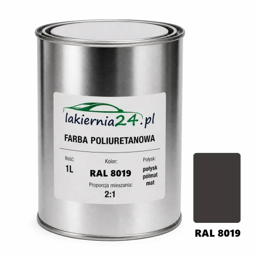 Mipa PU 240 farba poliuretanowa 2K 1L RAL 8019 – puszka i próbnik koloru