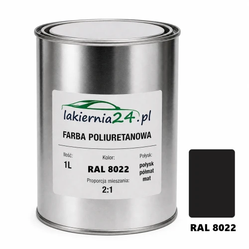 Mipa PU 240 farba poliuretanowa 2K 1L RAL 8022 – puszka i próbnik koloru
