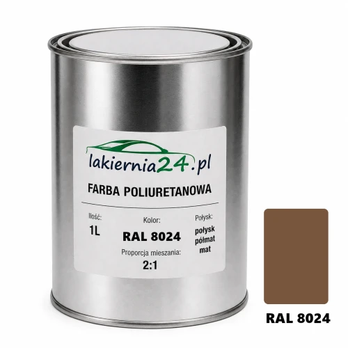Mipa PU 240 farba poliuretanowa 2K 1L RAL 8024 – puszka i próbnik koloru