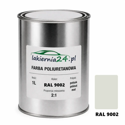 Mipa PU 240 farba poliuretanowa 2K 1L RAL 9002 – puszka i próbnik koloru