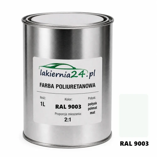 Mipa PU 240 farba poliuretanowa 2K 1L RAL 9003 – puszka i próbnik koloru
