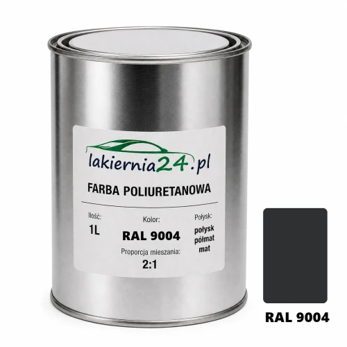 Mipa PU 240 farba poliuretanowa 2K 1L RAL 9004 – puszka i próbnik koloru