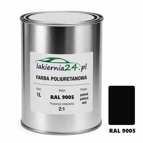 Mipa PU 240 farba poliuretanowa 2K 1L RAL 9005 – puszka i próbnik koloru