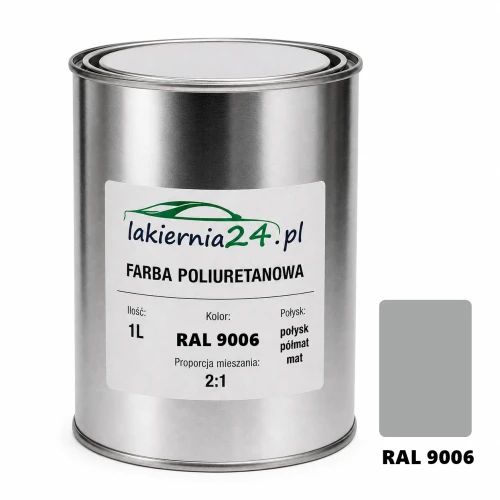 Mipa PU 240 farba poliuretanowa 2K 1L RAL 9006 – puszka i próbnik koloru