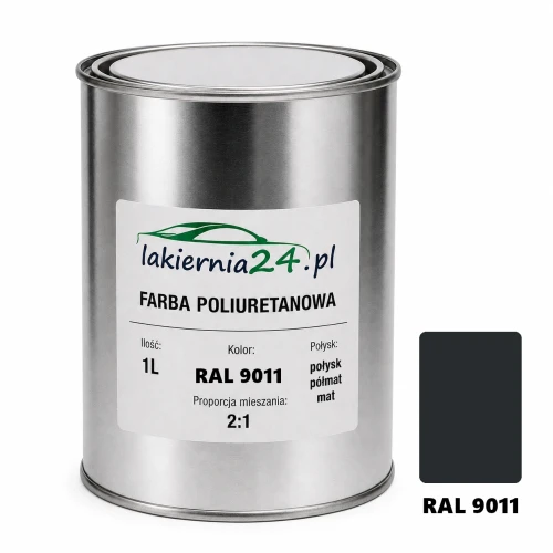 Mipa PU 240 farba poliuretanowa 2K 1L RAL 9011– puszka i próbnik koloru