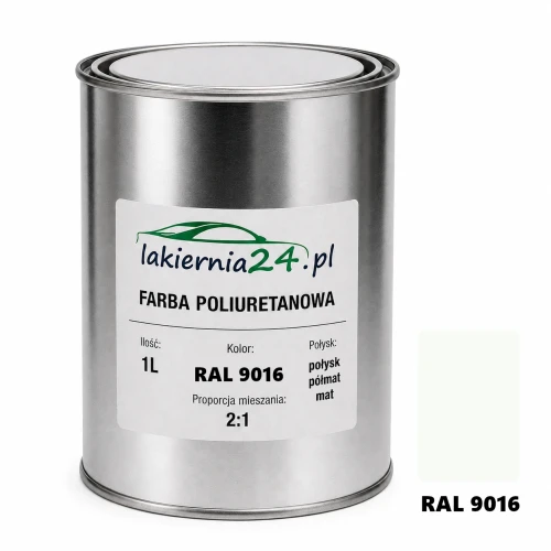 Mipa PU 240 farba poliuretanowa 2K 1L RAL 9016 – puszka i próbnik koloru