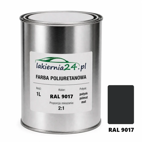 Mipa PU 240 farba poliuretanowa 2K 1L RAL 9017 – puszka i próbnik koloru