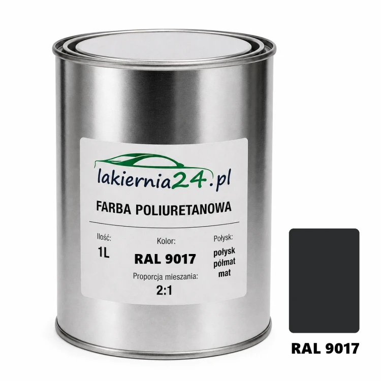 Mipa PU 240 farba poliuretanowa 2K 1L RAL 9017 – puszka i próbnik koloru