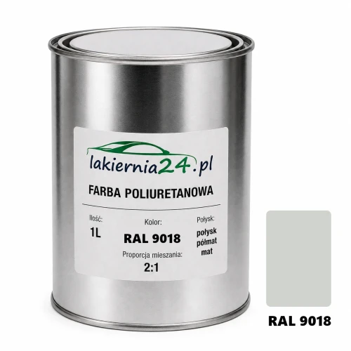 Mipa PU 240 farba poliuretanowa 2K 1L RAL 9018 – puszka i próbnik koloru