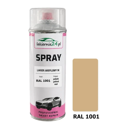 Lakier akrylowy 1K spray 400 ml RAL 1001 – puszka i próbnik koloru