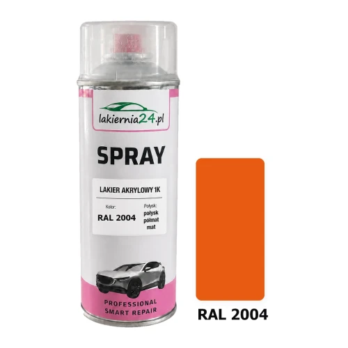 Lakier akrylowy 1K spray 400 ml RAL 2004 – puszka i próbnik koloru