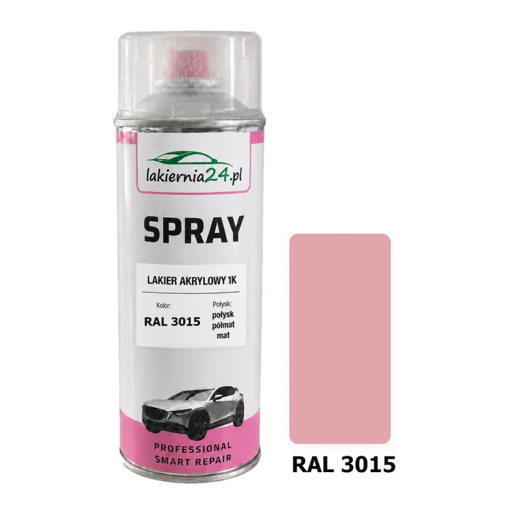 Lakier akrylowy 1K spray 400 ml RAL 3015 – puszka i próbnik koloru