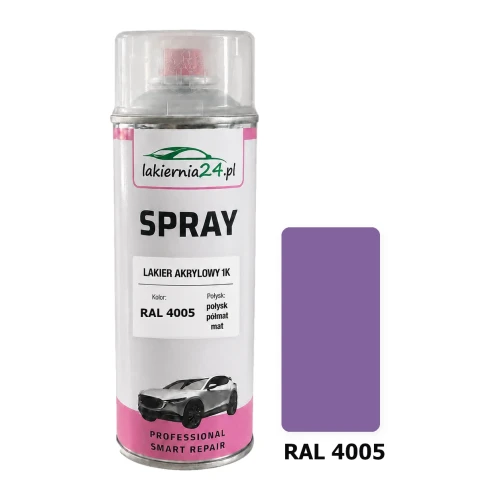 Lakier akrylowy 1K spray 400 ml RAL 4005 – puszka i próbnik koloru