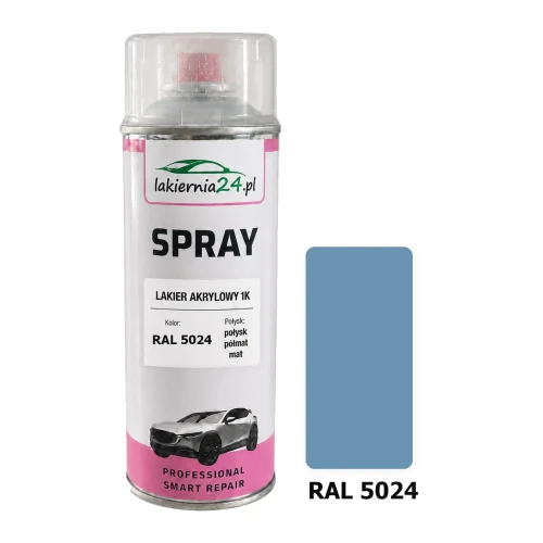 Lakier akrylowy 1K spray 400 ml RAL 5024 – puszka i próbnik koloru