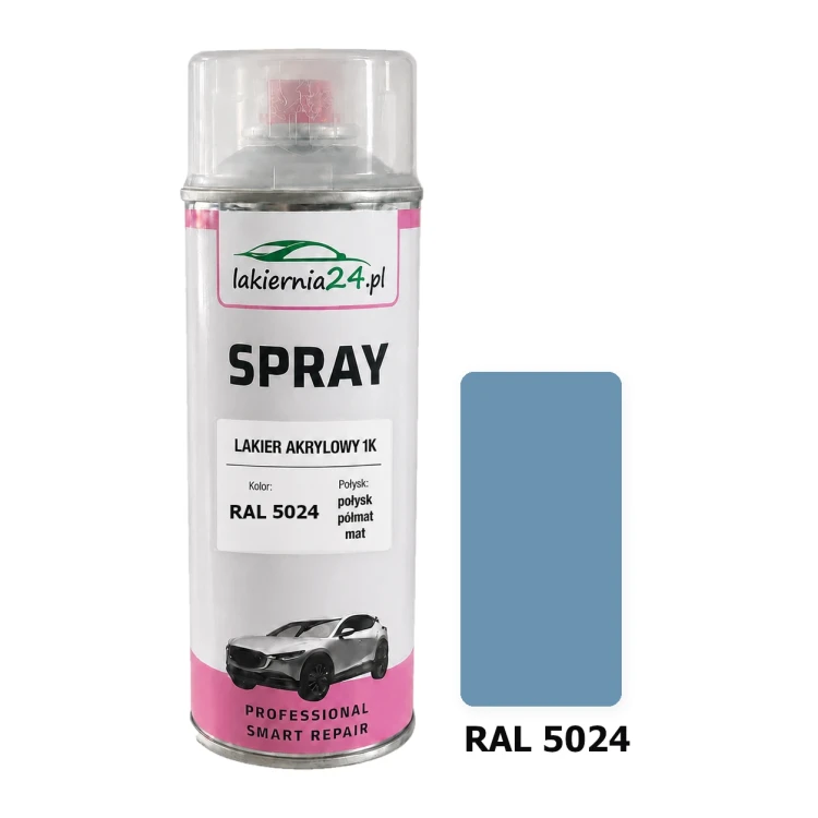 Lakier akrylowy 1K spray 400 ml RAL 5024 – puszka i próbnik koloru