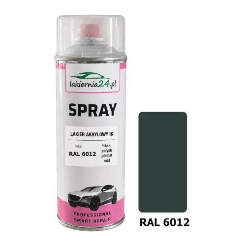 Lakier akrylowy 1K spray 400 ml RAL 6012 – puszka i próbnik koloru