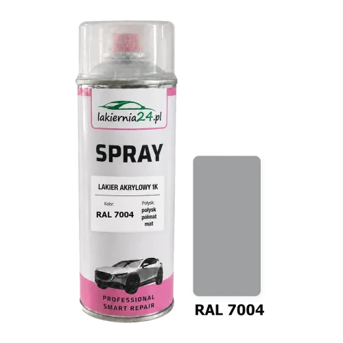 Lakier akrylowy 1K spray 400 ml RAL 7004 – puszka i próbnik koloru