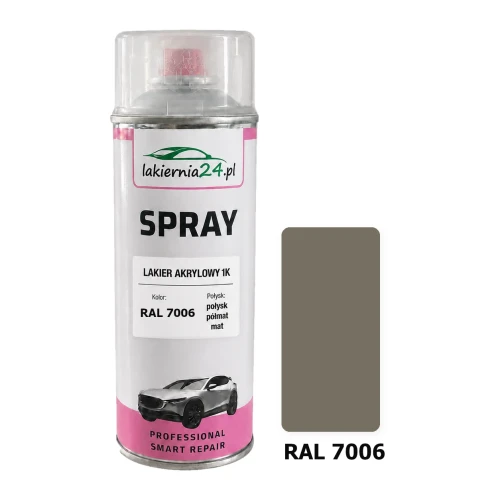 Lakier akrylowy 1K spray 400 ml RAL 7006 – puszka i próbnik koloru