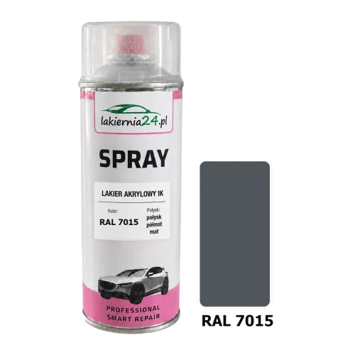 Lakier akrylowy 1K spray 400 ml RAL 7015 – puszka i próbnik koloru