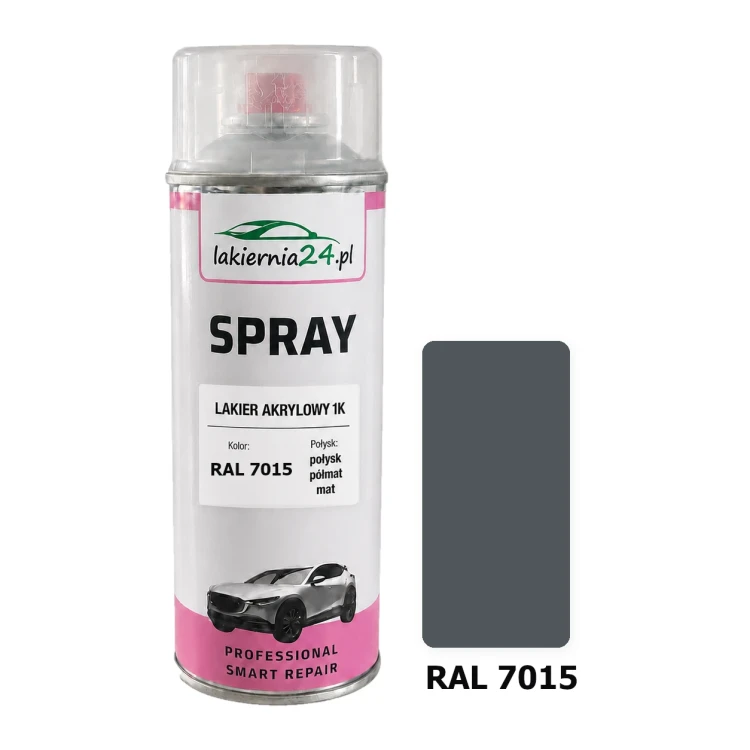 Lakier akrylowy 1K spray 400 ml RAL 7015 – puszka i próbnik koloru